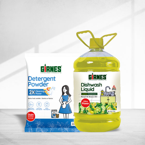 Detergent Powder 800gm & Dish Washing Liquid 5ltr | Combo