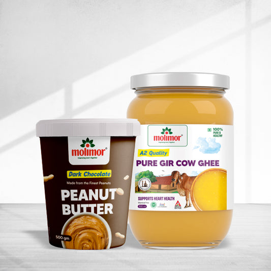 Dark Chocolate Peanut Butter 500g & Pure A2 Gir Cow Ghee 500ml | Combo