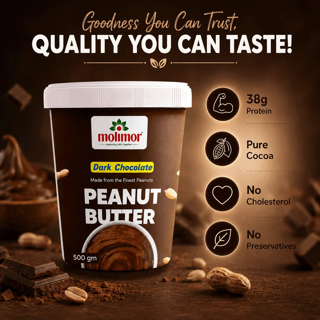 Dark Chocolate Peanut Butter Creamy 500g | 38g Protein